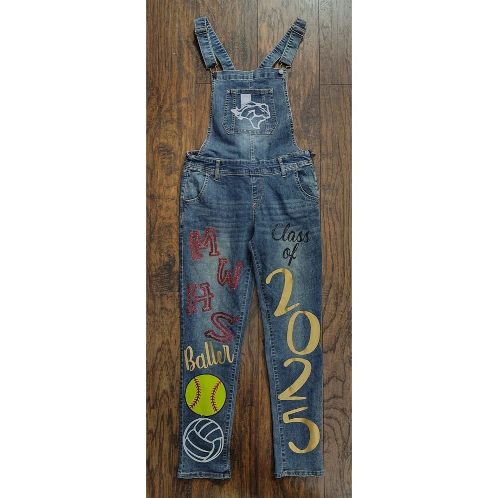 Wallflower Teen's Westfield High School Mustangs Skinny Overalls Size L